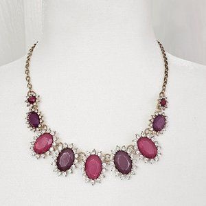 Purple, Mauve, Rhinestone Fashion Statement Necklace